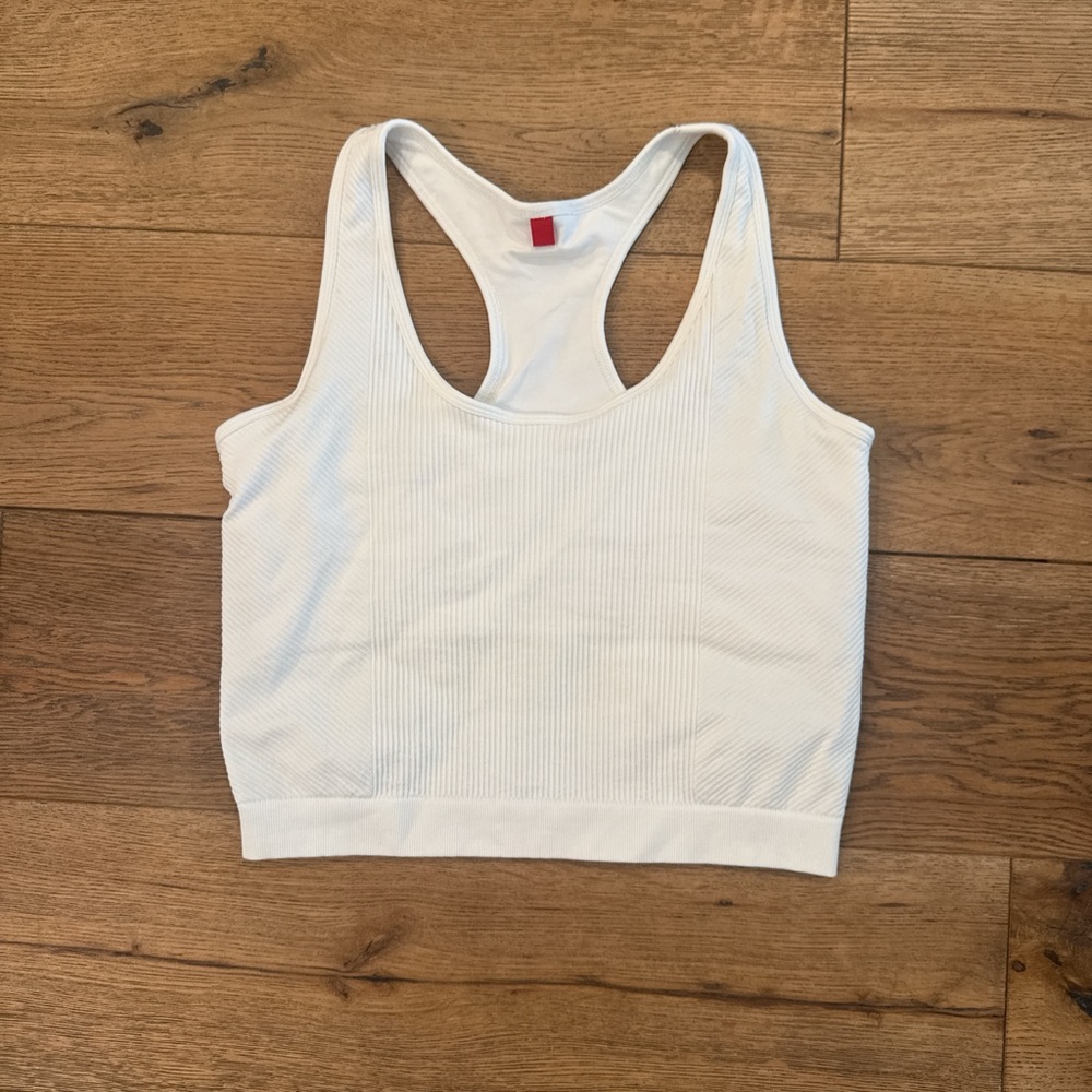 White Ribbed Racerback Tank Top